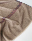 Light Camel Hashidar Silk Embroidery Pashmina Shawl