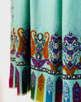 Turquoise Kalamkari Palla Floral Design Embroidery Pashmina Shawl