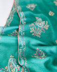 Turquoise Floral Butidar Embroidery Pashmina Shawl