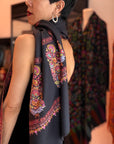 Châle Pashmina à motif de bouquet de cônes noirs