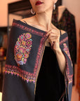 Châle Pashmina à motif de bouquet de cônes noirs