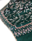 Emerald Green Buti Jaal Embroidery Pashmina Shawl 8