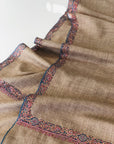 Light Camel Hashidar Silk Embroidery Pashmina Shawl