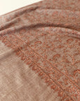 Dark Camel Paisley Design Embroidery Pashmina Scarf