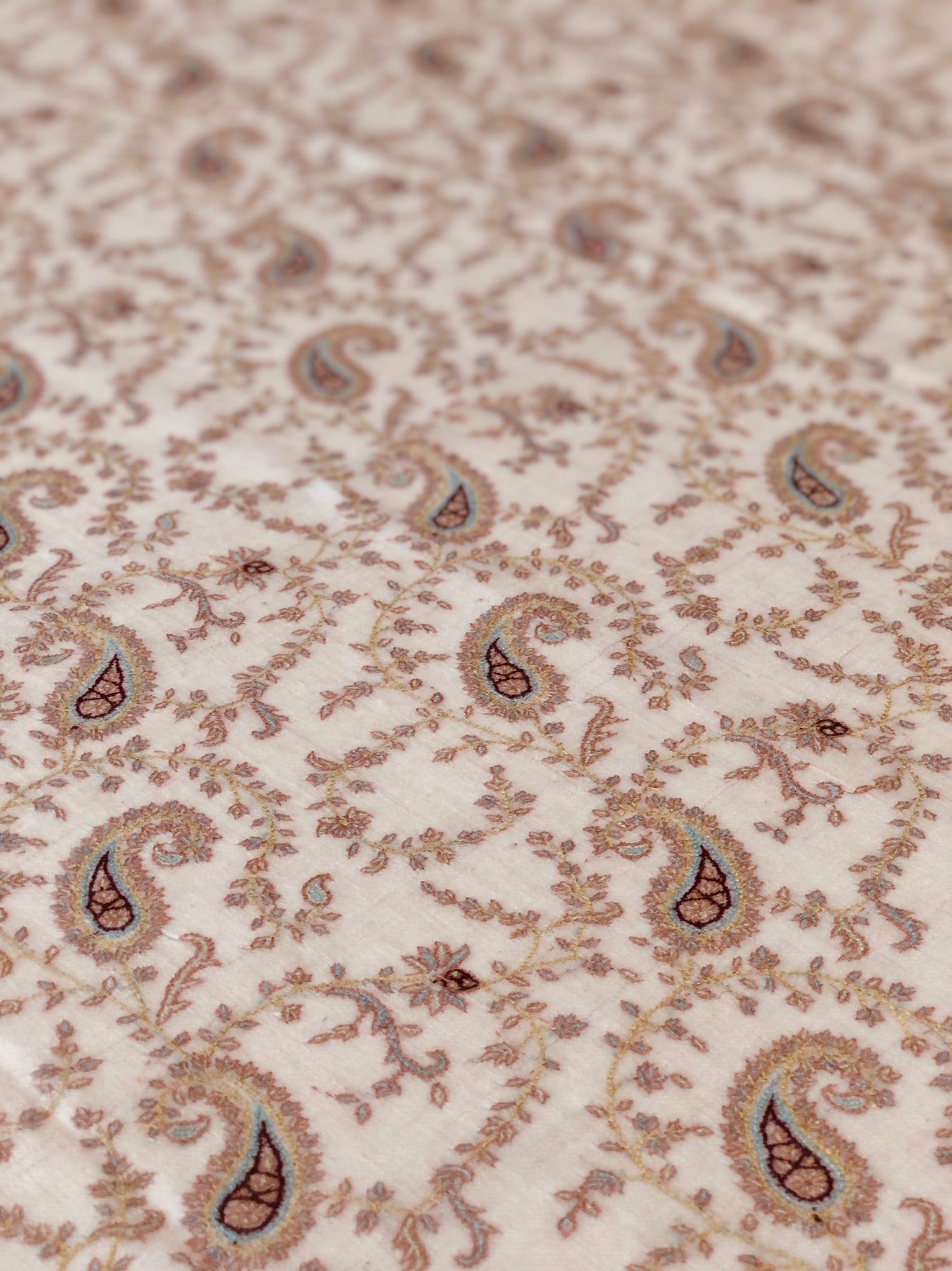 Baby Pink Paisley Design Butidar Embroidery Pashmina Shawl