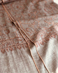 Dark Camel Paisley Design Embroidery Pashmina Scarf