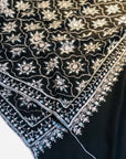 Black Floral Design Sozni Jamawar Embroidery Pashmina Shawl