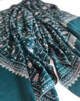 Jade Green Buti Jaal Embroidery Pashmina Shawl 6