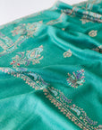 Turquoise Floral Butidar Embroidery Pashmina Shawl