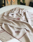 Vintage Shawl | Offwhite Hand Spun Silk Embroidery Pashmina Shawl