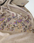 Light Camel Butterfly Design Embroidery Pashmina Shawl