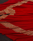 Peach Red Dhoor Embroidery Pashmina Shawl