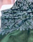 Emerald Green Paisley Embroidery Pashmina Shawl Image 5