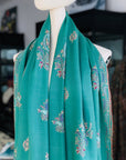 Turquoise Floral Butidar Embroidery Pashmina Shawl