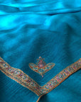 Turquoise Silk Hashidar Embroidery Pashmina Shawl - the Atelier H