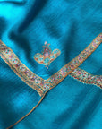 Turquoise Silk Hashidar Embroidery Pashmina Shawl - the Atelier H