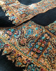 Vintage Black Dhoor Embroidery Pashmina Shawl - the Atelier H