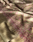 Extra Fine Taupe Jaal Embroidery Pashmina Shawl - the Atelier H