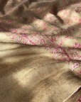 Extra Fine Taupe Jaal Embroidery Pashmina Shawl - the Atelier H