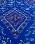 Vintage Royal Blue Floral Design Jamawar Embroidery Pashmina Shawl 7