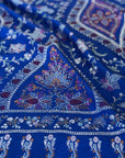 Vintage Royal Blue Floral Design Jamawar Embroidery Pashmina Shawl 10