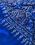 Vintage Royal Blue Floral Design Jamawar Embroidery Pashmina Shawl 9