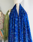 Vintage Royal Blue Floral Design Jamawar Embroidery Pashmina Shawl 4