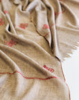 Light Camel Butidar Silk Embroidery Pashmina Shawl 5