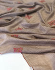 Light Camel Butidar Silk Embroidery Pashmina Shawl 7