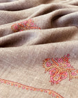 Light Camel Butidar Silk Embroidery Pashmina Shawl 3