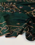 Vintage Emerald Green Jalidar Embroidery Pashmina Shawl 3