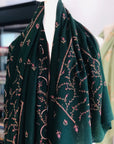 Vintage Emerald Green Jalidar Embroidery Pashmina Shawl 4