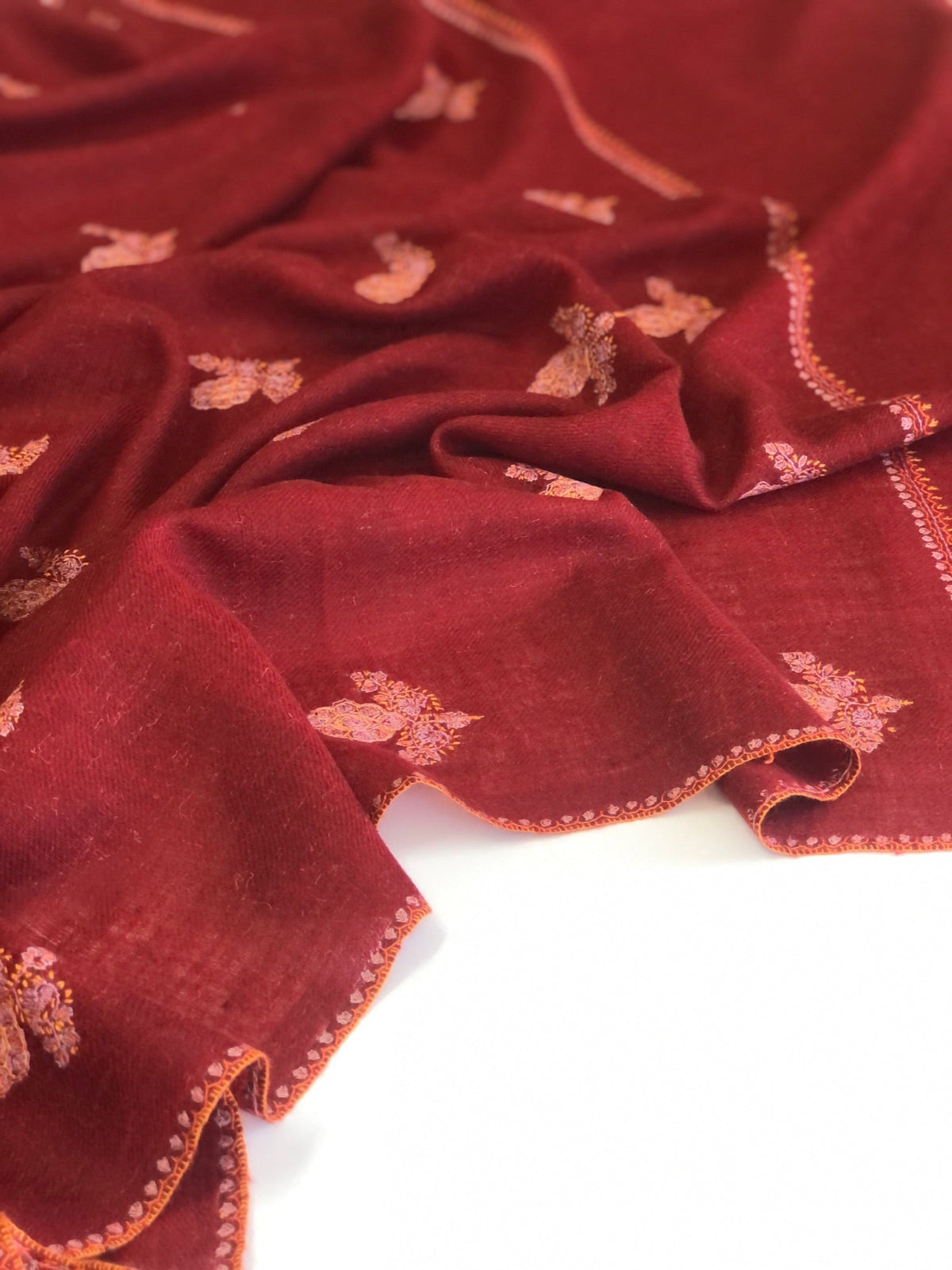 Cherry Floral Butidar Silk Embroidery Pashmina Shawl 3