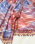 White IKAT Dhoordar Embroidery Pashmina Shawl