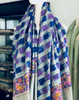 Light Blue Check Design Kani Pashmina Towel 1