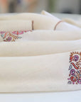 White Floral Butidar Silk Embroidery Pashmina Shawl 2