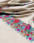 Light Gray Rose Design Embroidery Pashmina Shawl