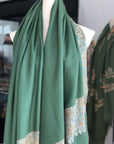 Spring Shawl | Jade Green Dhoordar Embroidery Pashmina Shawl