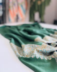 Spring Shawl | Jade Green Dhoordar Embroidery Pashmina Shawl