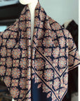 New Arrival | Navy Blue Khatamband Design Jamawar Embroidery Pashmina Shawl