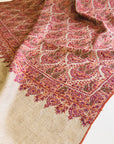 Light Camel Antique Design Jamawar Embroidery Pashmina Shawl 5