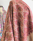 Light Camel Antique Design Jamawar Embroidery Pashmina Shawl 2