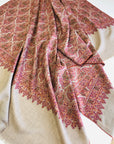 Light Camel Antique Design Jamawar Embroidery Pashmina Shawl 7