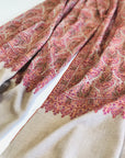 Light Camel Antique Design Jamawar Embroidery Pashmina Shawl 6