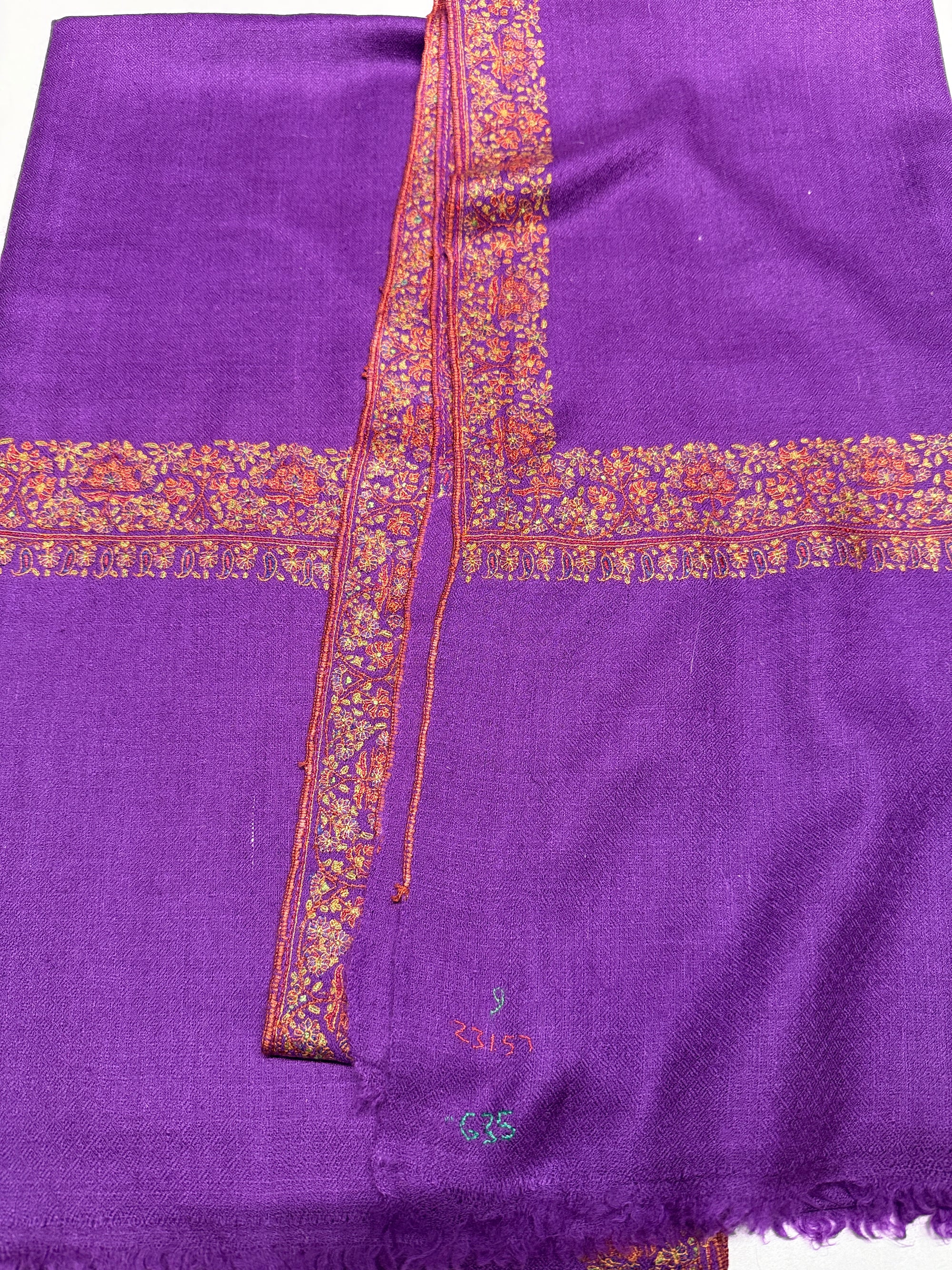 Vintage Purple Floral Embroidery Pashmina Shawl