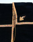 Vintage Black Hashia Embroidery Pashmina Shawl