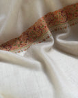 White Dhoordar Embroidery Pashmina Shawl - the Atelier H