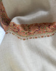 White Dhoordar Embroidery Pashmina Shawl - the Atelier H