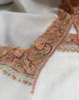 White Dhoordar Embroidery Pashmina Shawl - the Atelier H