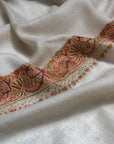 White Dhoordar Embroidery Pashmina Shawl - the Atelier H